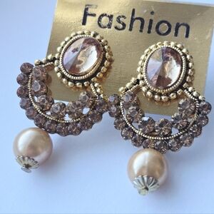 Gold Tone Embellished Post Stud Earrings NWT